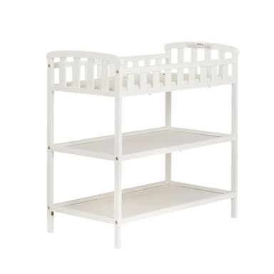 Dream On Me Emily Changing Table in White – Compact & Portable, Solid New Zealand Pinewood, Safety Rails, Two Spacious Storage Shelves, Water-Resistant 1" Changing Pad - Image 1
