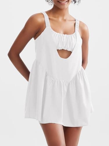 Sexyasasii Tennis Dresses for Women Workout Pockets Golf Dress with Built in Shorts and Bra Casual Athletic Clothing for Hiking White - Image 4