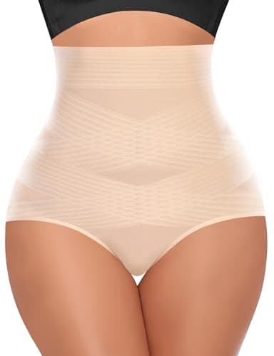 Werena Tummy Control Shapewear Panties for Women High Waisted Body Shaper Slimming Shapewear Underwear Girdle Panty(Beige-smooth Fabric,Medium) - Image 1