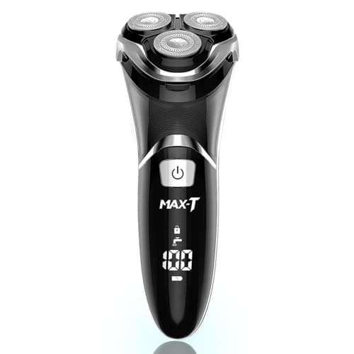 Men's Electric Shaver - MAX-T Corded and Cordless Rechargeable 3D Rotary Shaver Razor for Men with Pop-up Sideburn Trimmer Wet and Dry, IPX7 Waterproof, Plug & Play - Image 1