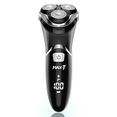 Men's Electric Shaver - MAX-T Corded and Cordless Rechargeable 3D Rotary Shaver Razor for Men with Pop-up Sideburn Trimmer Wet and Dry, IPX7 Waterproof, Plug & Play - Image 1