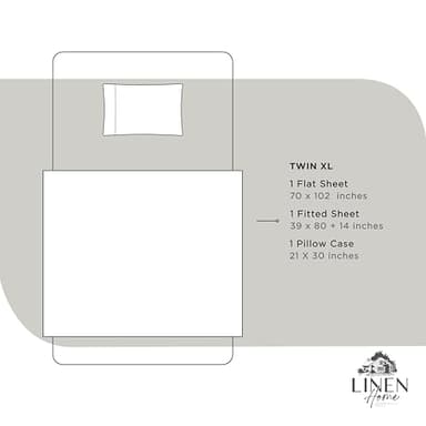 Linen Home 100% Cotton Percale Sheets Twin XL Size, White, Deep Pocket, 3 Pieces Set - 1 Flat, 1 Deep Pocket Fitted Sheet and 1 Pillowcase, Crisp Cool and Strong Bed Linen - Image 6