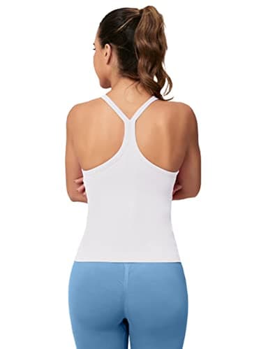 MathCat Workout Tank Tops for Women with Built in Bra, Sleeveless Gym Tops Seamless Racerback Athletic Yoga Shirts White - Image 2