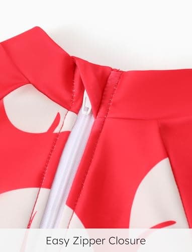 Disney Lilo & Stitch Swimsuit Girl One Bathing Suit Piece Swim Suits Long Sleeve Swimwear Summer Swimming Suit Set Quick Dry Swimming Clothing UPF 50+ Rashguard Swim Clothing Little Kid Red 6-7 Years - Image 3