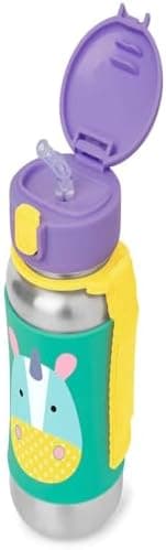 Skip Hop Toddler Sippy Cup with Straw, Zoo Stainless Steel Straw Bottle, Unicorn - Image 4
