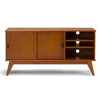 SIMPLIHOME Draper SOLID HARDWOOD 60 Inch Wide Mid Century Modern TV Media Stand in Teak Brown For TVs up to 65 Inches, For the Living Room and Entertainment Center - Image 5