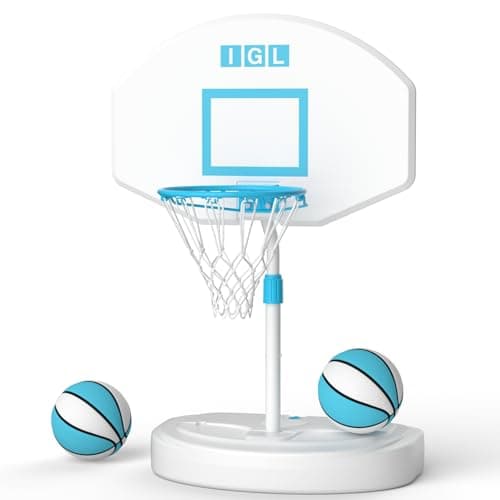 IGL Pool Basketball Hoop Poolside, Height Adjustable Swimming Basketball Hoop Outdoor for Pool, Anti-rust Stainless Steel Rim, Portable Basketball Goal System, Fillable Base, Includes 2 Balls and Pump - Image 1