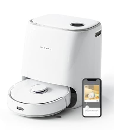 NARWAL Freo Mate Robot Vacuum and Mop Comb, Washing & Drying, Dirt Sense Ultra Clean, Auto Add Cleaner, LCD Display, Smart Swing, Arcuate-Route, WiFi, APP Control, White - Image 1