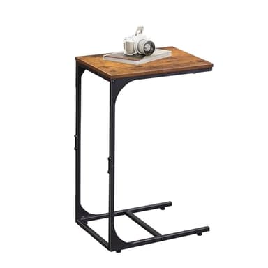 WLIVE C Shaped End Table, Small Couch Side Tables with Metal Frame That Slide Under, Sofa Table TV Tray for Living Room, Bedroom, Rustic Brown - Image 1