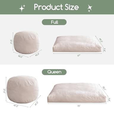 HIGOGOGO Giant Bean Bag Chair Bed for Adults,Convertible Beanbag Folds from Lazy Chair to Floor Mattress Bed,Large Floor Sofa Couch for Adult,Couples,Family,High-Density Foam Filling - Image 2