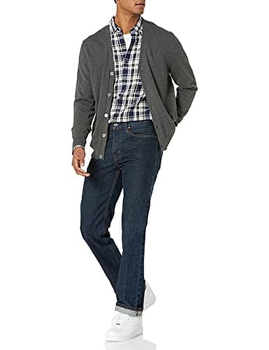 Amazon Essentials Men's Cotton Cardigan Sweater, Charcoal Heather, X-Large - Image 5