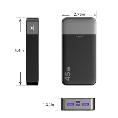 JUOVI J2621 Power Bank Portable Charger 20000mAh 45W, PD3.0 QC 4.0 Fast Charging Battery Pack with LED Display,2 USB-C,2 USB-A for iPhone 15 16, MacBook - Image 8