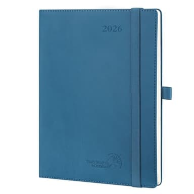 POPRUN 2026 Planner (Medium - 6.5'' x 8.5'') - 2026 Weekly Calendar ((Jan. 2026 - Dec. 2026) with Hourly Time Slots, Weekly/Monthly Appointment Book for Time Management - Leather Soft Cover - Night Sky Blue - Image 1