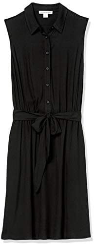 Amazon Essentials Women's Sleeveless Relaxed-Fit Woven Shirt Dress, Black, Large - Image 4