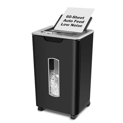 Wingwise Paper Shredder for Home Office, 60 Sheets Auto Feed, 55dB Super Quiet, P-4 Cross Cut, 2.4m/min High-Speed Shredding, 5.8 Gallon Bin, CD/Credit Card Shredder with Anti-Jam & Dual Modes - Image 1