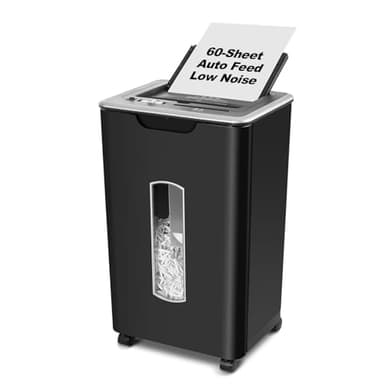 Wingwise Paper Shredder for Home Office, 60 Sheets Auto Feed, 55dB Super Quiet, P-4 Cross Cut, 2.4m/min High-Speed Shredding, 5.8 Gallon Bin, CD/Credit Card Shredder with Anti-Jam & Dual Modes - Image 1