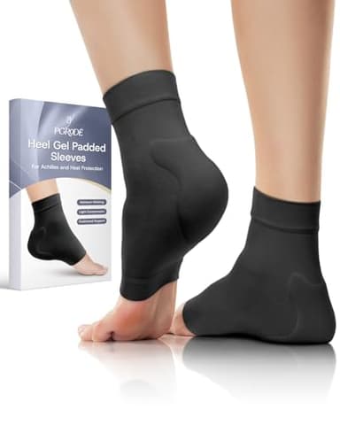 PGRODE Achilles Tendon Sleeve with Silicone Heel Protector Cushion Pad, Achilles Tendonitis Support Compression Socks for Women Plantar Fasciitis, Bursitis, Heel Pain Relife, 1 Pair (Black) - Image 1