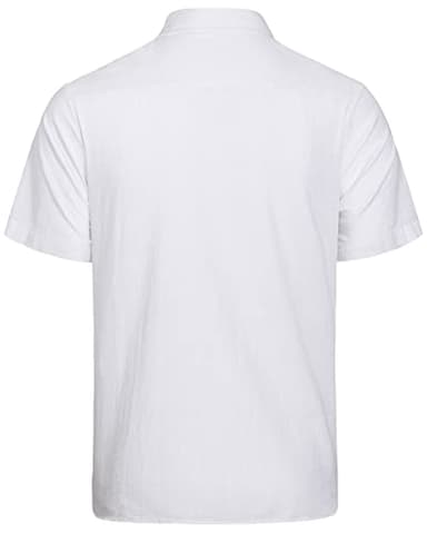 J.VER Men's Linen Shirts Casual Short Sleeve Button Down Shirt Fashion Summer Tops for Beach Vacation Wedding with Pocket White XXL Tall - Image 4