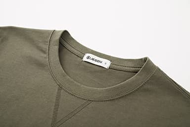 KLIEGOU Mens 100% Cotton Hipster Hip Hop Longline Crewneck T-Shirt (XX-Large, 66 Army Green) - Image 3