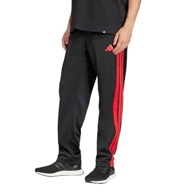adidas Men's 3-Stripes Tricot Opem Hem Track Pants, Black/Pure Ruby - Image 3