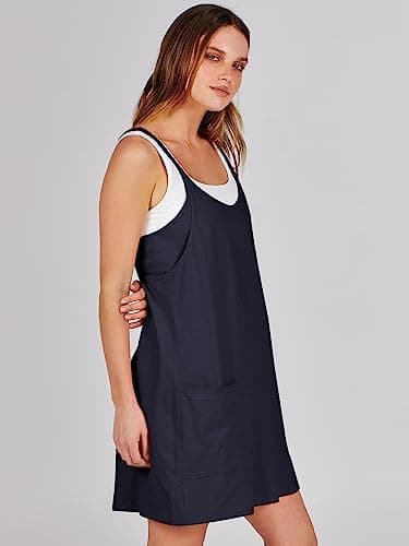 ANRABESS Women Athletic Dress Summer Tennis Workout Active Sports Mini Romper Dress Built in Shorts Travel Vacation Clothes Navy Blue X-Smal - Image 4