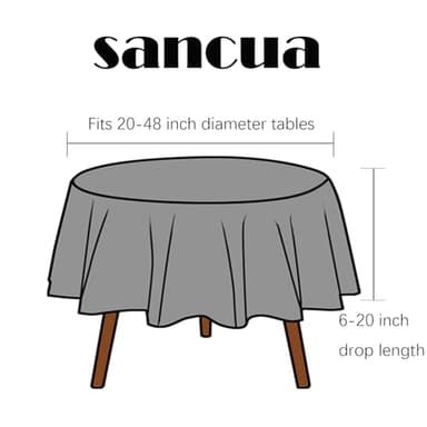 sancua 60 Inch Round Tablecloth (Fits 20-48 Inch Tables), Water Resistant Spill Proof Washable Polyester Table Cloth Decorative Fabric Table Cover for Dining, Buffet Parties and Camping, White - Image 2