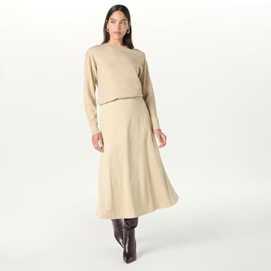 The Drop Women’s Cecily Faux Suede Full Long Midi Skirt, Hummus, XS - Image 4