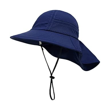 XIAOHAWANG Girls Sun Hat Baby Beach Hats Boys UPF 50+ Kids Summer Protection Cap Toddler Breathable Caps Wide Brim (2-6Years, Navy) - Image 1