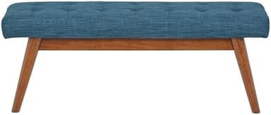 Amazon Basics Modern Haraden Upholstered Button-Tufted Bench, Blue, 16 x 44 x 17 in - Image 6