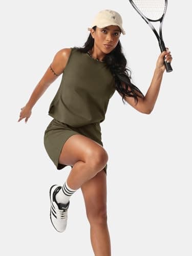 EXLURA Womens Summer 2 Piece Short Skirt Sets Sleeveless Top and Tennis Skorts Dressy Cotton Matching Sweatsuits Outfits 2025 - Image 4