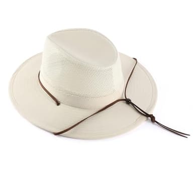 Home Prefer Cotton Wide Brim Fedora Sun Hats for Men Women UPF 50+ Sun Protection Cap for Summer Outdoor Beige 7 1/2 - Image 4