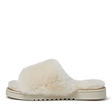 Dearfoams womens Fireside By Dearfoams Cairns Shearling Slide With Metallic Trim Slipper, Natural, 10 US - Image 5