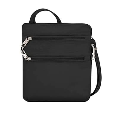 Travelon Anti-theft Classic Slim Double Zip Crossbody Bag, Black, One Size - Image 1