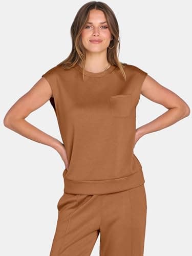 ANRABESS Two Piece Sets for Women Summer Sleeveless Sweatsuits Wide Leg Casual Lounge Set Matching Vacation Travel Outfits Medium - Image 7