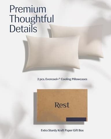 REST® Evercool®+ Cooling Pillow Cases King - 2 Pillowcase for Sensitive Skin, Silver Infused Fabric for Hygienic Sleep, Silky Smooth for Curly Hair, High Elastic for Snug Fit (19x35 inches) - Image 6