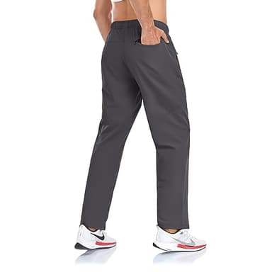 Rapoo Men's Workout Athletic Hiking Sweatpants Joggers Pants Elastic Waist Jogging Running Pants for Men with Zipper Pockets 05 Dark Grey M - Image 1