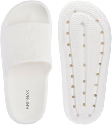 BRONAX Slides for Women and Men Lightweight Open Toe Sandles Female Bathroom Soft Pillow Slippers House Sandals Comfy Cushioned Thick Sole 42-43 White - Image 7