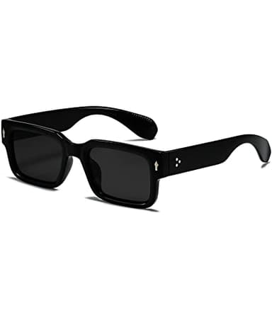 EYLRIM Square Frame Sunglasses for Women Men Trendy Chunky Rectangle Sun Glasses Black Shades UV400 Protection(A1 Black/Grey) - Image 1