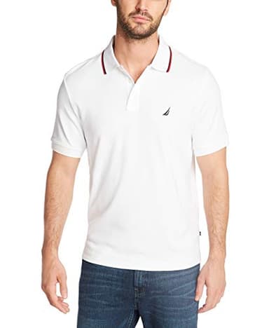 Nautica Men's Big-Tall Classic Fit Short Sleeve Solid Tipped Collar Soft Polo Shirt Shirt, Bright White, 3X Big - Image 1