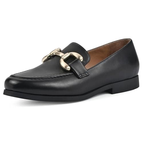 WHITE MOUNTAIN Women's Cassino Moc Toe Loafer, Black/Leather, 6 M - Image 1