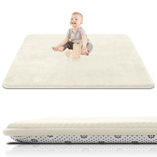 SEPARO Thick Baby Play Mat for Floor,50 x 50 Playpen Mat,Tummy Time Foam Mat,Ultra Soft Support & Plush Feel,Easy Care with Non-Slip Cushioned for Infant,Kids and Toddler Crawling,Beige - Image 1