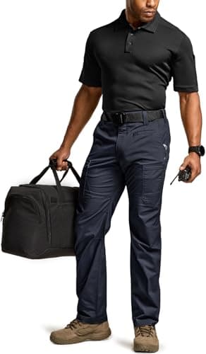 CQR Men's Utility Flex Cargo Pants, Classic-Fit Casual Stretch Work Pants, Water Resistant Lightweight Tactical Hiking Pants, Sentinel Operator Navy, 34W x 34L - Image 3