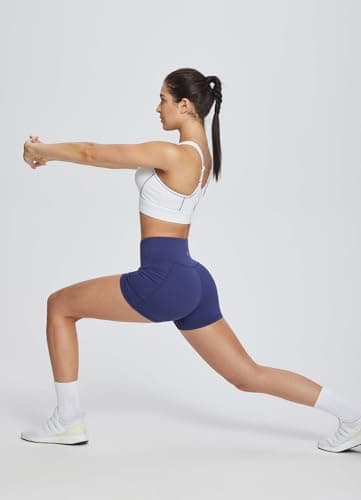 baleaf Biker Shorts Women Yoga Gym Workout Spandex Running Volleyball Tummy Control Compression with Pockets 3" Navy Blue XXL - Image 6