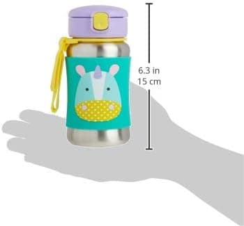 Skip Hop Toddler Sippy Cup with Straw, Zoo Stainless Steel Straw Bottle, Unicorn - Image 5