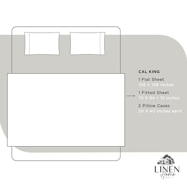 Linen Home 100% Cotton Percale Sheets California King Size, White, Deep Pocket, 4 Pieces Set - 1 Flat, 1 Deep Pocket Fitted Sheet and 2 Pillowcases, Crisp Cool and Strong Bed Linen - Image 6