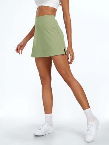 AUTOMET Women's Mini Tennis Skirt with Shorts Underneath 2025 Athletic Workout Cute Golf Skorts Trendy Summer Gym Clothes Green M - Image 4
