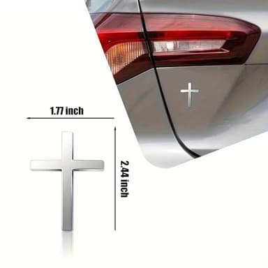 3D Christian Cross Car Decal - Metal Jesus Stickers for Cars, Trucks, SUV, Bible Religious Auto Emblem, Waterproof Chrome Silver Adhesive Backing (Silver*2) (Silver) - Image 6