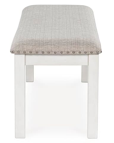 Signature Design by Ashley Robbinsdale Large Upholstered 48" W Dining Bench, Light Gray & White - Image 5