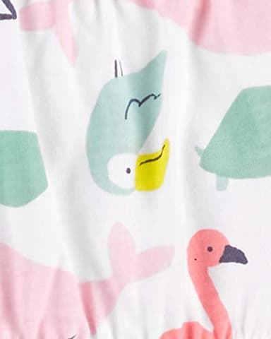Simple Joys by Carter's Baby Girls' 3-Pack Romper, Sunsuit and Dress, Flamingo/Flowers/Sea Friends, 24 Months - Image 4
