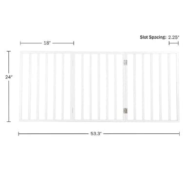 Pet Gate - 3-Panel Indoor Foldable Dog Fence for Stairs, Hallways or Doorways - 54x24-Inch Retractable Wood Freestanding Dog Gates by PETMAKER (White) - Image 9